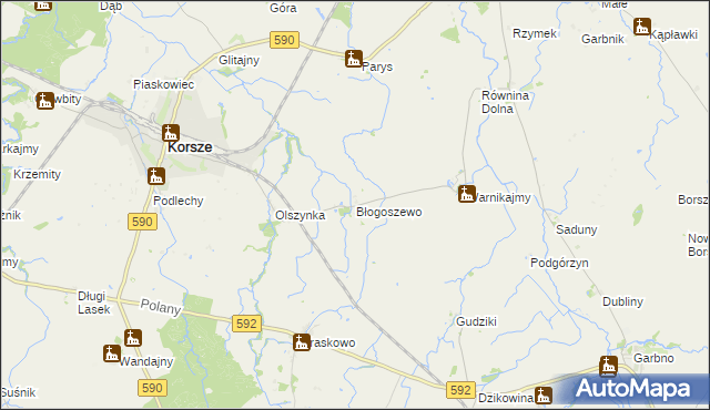 mapa Błogoszewo, Błogoszewo na mapie Targeo