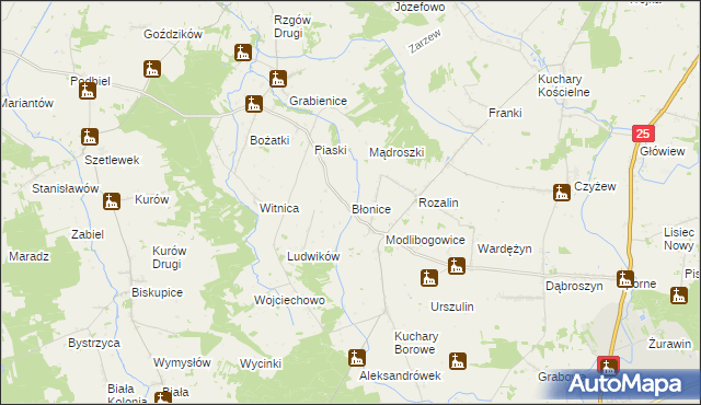 mapa Błonice, Błonice na mapie Targeo