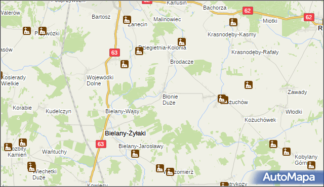 mapa Błonie Duże, Błonie Duże na mapie Targeo