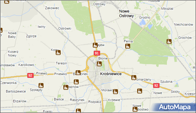 mapa Błonie gmina Krośniewice, Błonie gmina Krośniewice na mapie Targeo