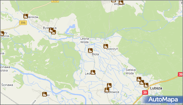 mapa Błota gmina Lubsza, Błota gmina Lubsza na mapie Targeo