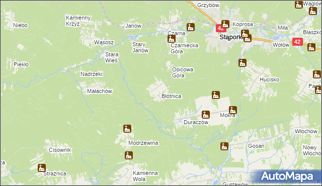 mapa Błotnica gmina Stąporków, Błotnica gmina Stąporków na mapie Targeo