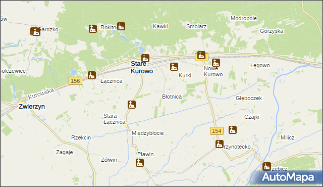 mapa Błotnica gmina Stare Kurowo, Błotnica gmina Stare Kurowo na mapie Targeo