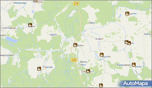 mapa Błotno gmina Nowogard, Błotno gmina Nowogard na mapie Targeo