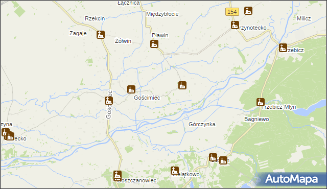 mapa Błotno gmina Zwierzyn, Błotno gmina Zwierzyn na mapie Targeo