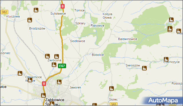 mapa Bobolice gmina Ząbkowice Śląskie, Bobolice gmina Ząbkowice Śląskie na mapie Targeo