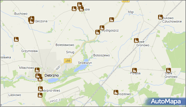 mapa Boboszewo, Boboszewo na mapie Targeo