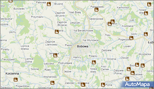 mapa Bobowa powiat gorlicki, Bobowa powiat gorlicki na mapie Targeo