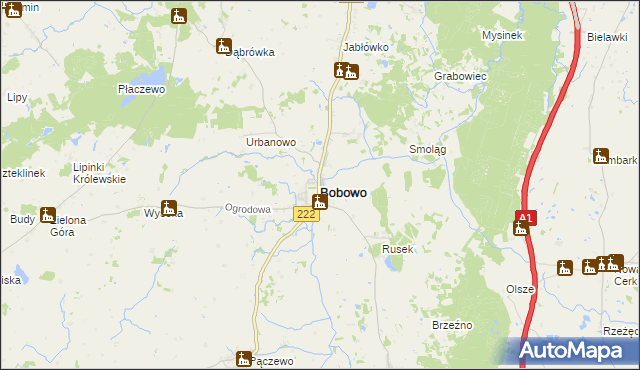 mapa Bobowo powiat starogardzki, Bobowo powiat starogardzki na mapie Targeo