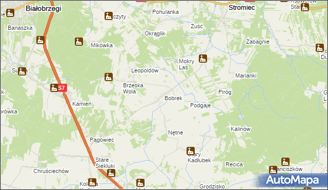 mapa Bobrek gmina Stromiec, Bobrek gmina Stromiec na mapie Targeo