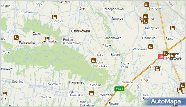 mapa Bóbrka gmina Chorkówka, Bóbrka gmina Chorkówka na mapie Targeo