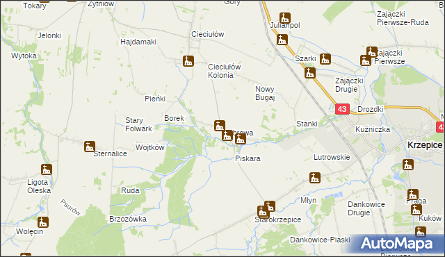 mapa Bobrowa gmina Rudniki, Bobrowa gmina Rudniki na mapie Targeo