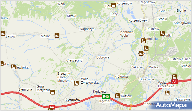 mapa Bobrowa gmina Żyraków, Bobrowa gmina Żyraków na mapie Targeo