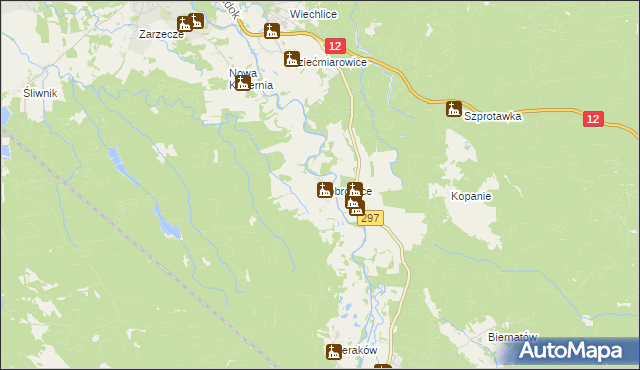 mapa Bobrowice gmina Szprotawa, Bobrowice gmina Szprotawa na mapie Targeo