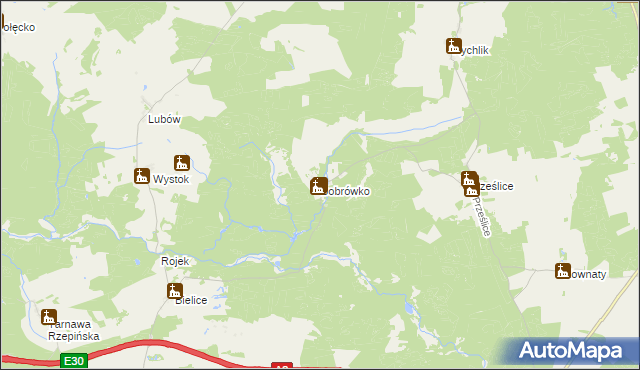 mapa Bobrówko gmina Torzym, Bobrówko gmina Torzym na mapie Targeo