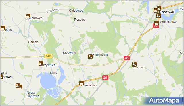 mapa Bobrowniki gmina Chociwel, Bobrowniki gmina Chociwel na mapie Targeo