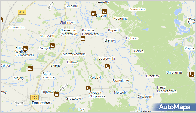 mapa Bobrowniki gmina Grabów nad Prosną, Bobrowniki gmina Grabów nad Prosną na mapie Targeo