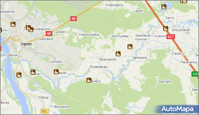 mapa Bobrowniki gmina Ryki, Bobrowniki gmina Ryki na mapie Targeo