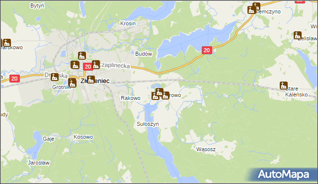 mapa Bobrowo gmina Złocieniec, Bobrowo gmina Złocieniec na mapie Targeo