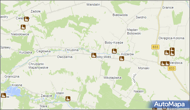 mapa Boby-Wieś, Boby-Wieś na mapie Targeo