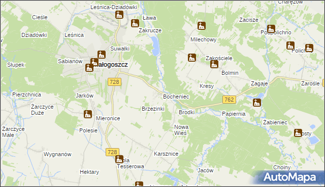 mapa Bocheniec gmina Małogoszcz, Bocheniec gmina Małogoszcz na mapie Targeo