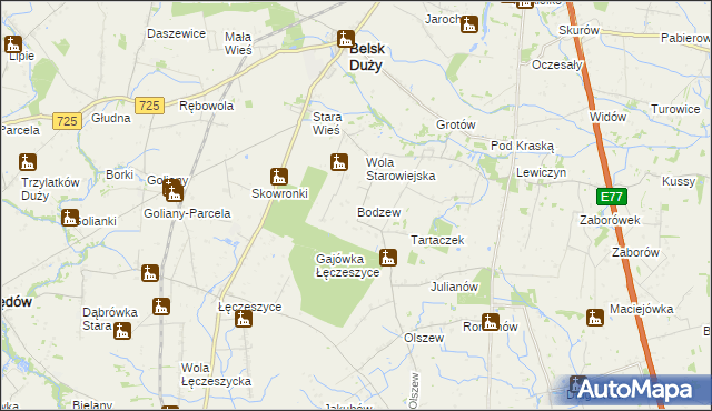 mapa Bodzew, Bodzew na mapie Targeo