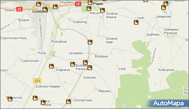 mapa Bodzewo, Bodzewo na mapie Targeo