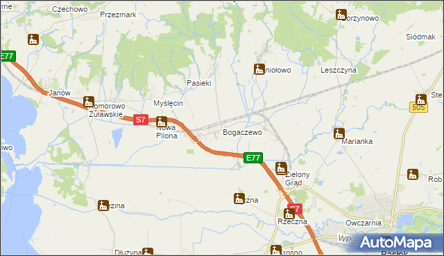 mapa Bogaczewo gmina Elbląg, Bogaczewo gmina Elbląg na mapie Targeo