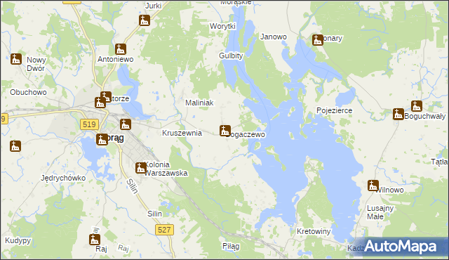 mapa Bogaczewo gmina Morąg, Bogaczewo gmina Morąg na mapie Targeo