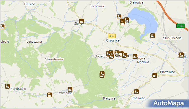 mapa Bogaczów gmina Męcinka, Bogaczów gmina Męcinka na mapie Targeo