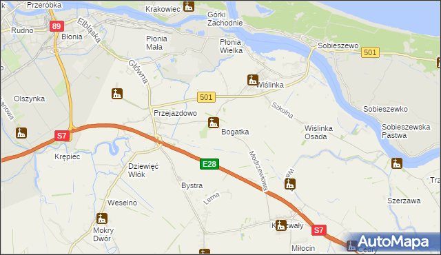 mapa Bogatka, Bogatka na mapie Targeo