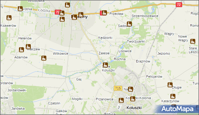 mapa Bogdanka gmina Brzeziny, Bogdanka gmina Brzeziny na mapie Targeo