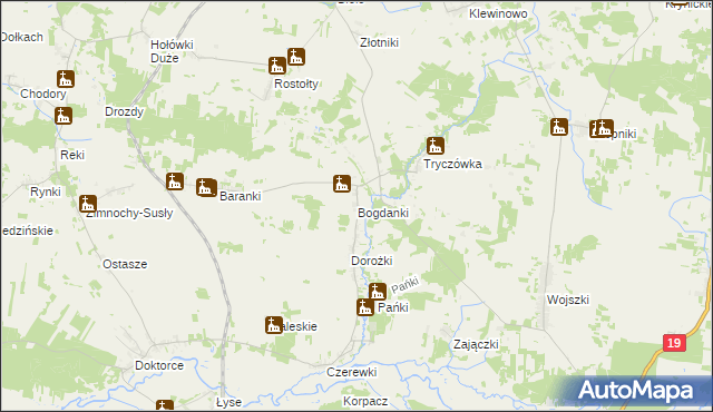 mapa Bogdanki gmina Juchnowiec Kościelny, Bogdanki gmina Juchnowiec Kościelny na mapie Targeo