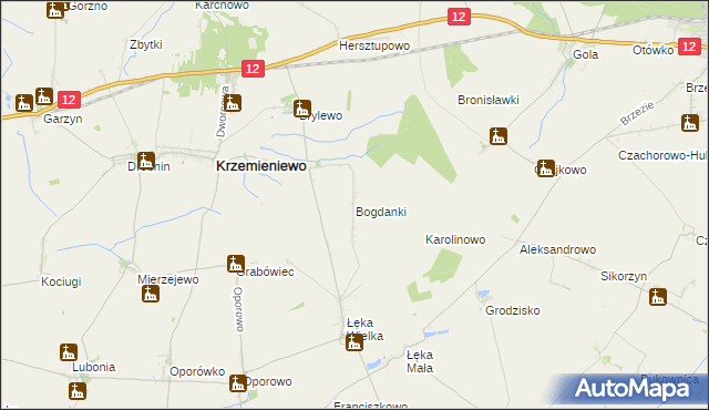 mapa Bogdanki gmina Poniec, Bogdanki gmina Poniec na mapie Targeo