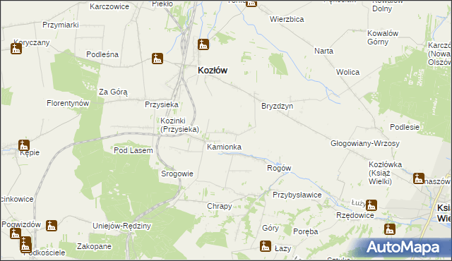 mapa Bogdanów gmina Kozłów, Bogdanów gmina Kozłów na mapie Targeo