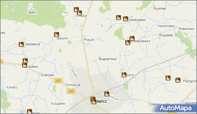 mapa Bogdanowo gmina Gołańcz, Bogdanowo gmina Gołańcz na mapie Targeo