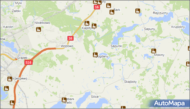 mapa Bogdany gmina Barczewo, Bogdany gmina Barczewo na mapie Targeo