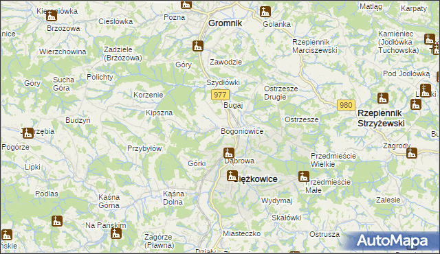 mapa Bogoniowice, Bogoniowice na mapie Targeo