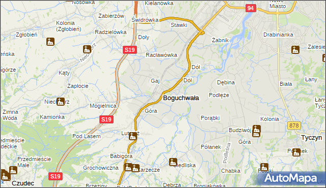 mapa Boguchwała powiat rzeszowski, Boguchwała powiat rzeszowski na mapie Targeo