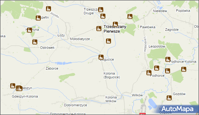 mapa Bogucice gmina Trzeszczany, Bogucice gmina Trzeszczany na mapie Targeo