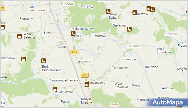 mapa Bogucice gmina Zadzim, Bogucice gmina Zadzim na mapie Targeo