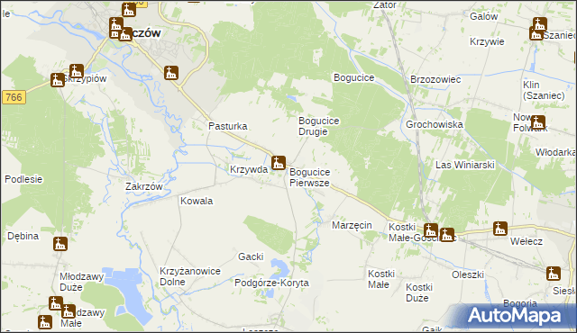 mapa Bogucice Pierwsze, Bogucice Pierwsze na mapie Targeo