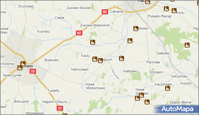 mapa Bogucin gmina Raciąż, Bogucin gmina Raciąż na mapie Targeo