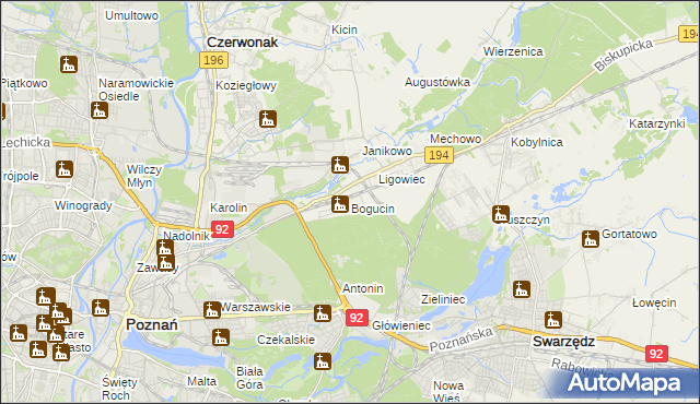 mapa Bogucin gmina Swarzędz, Bogucin gmina Swarzędz na mapie Targeo