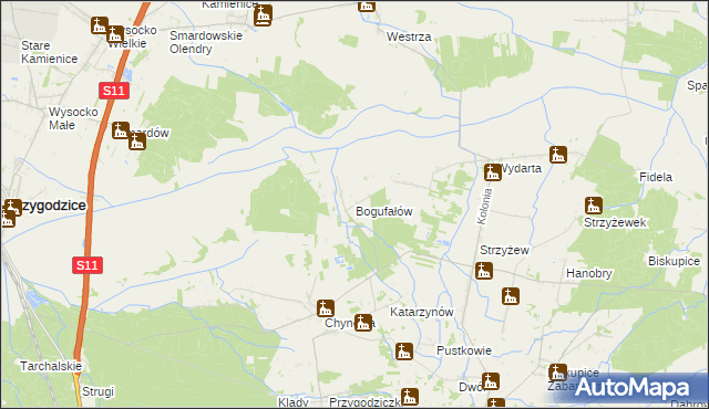 mapa Bogufałów, Bogufałów na mapie Targeo