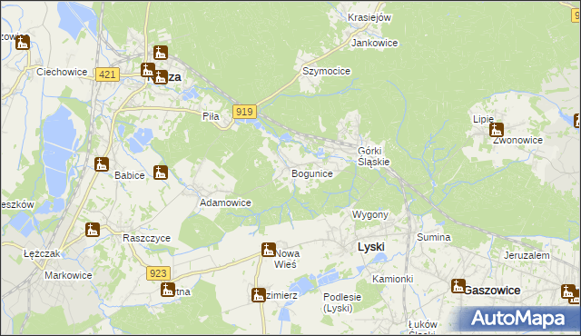 mapa Bogunice, Bogunice na mapie Targeo