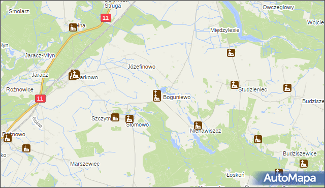 mapa Boguniewo, Boguniewo na mapie Targeo