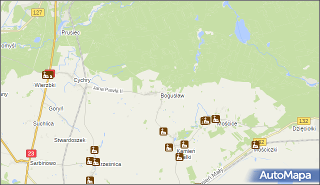 mapa Bogusław gmina Dębno, Bogusław gmina Dębno na mapie Targeo