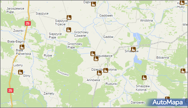 mapa Bogusławice gmina Mycielin, Bogusławice gmina Mycielin na mapie Targeo