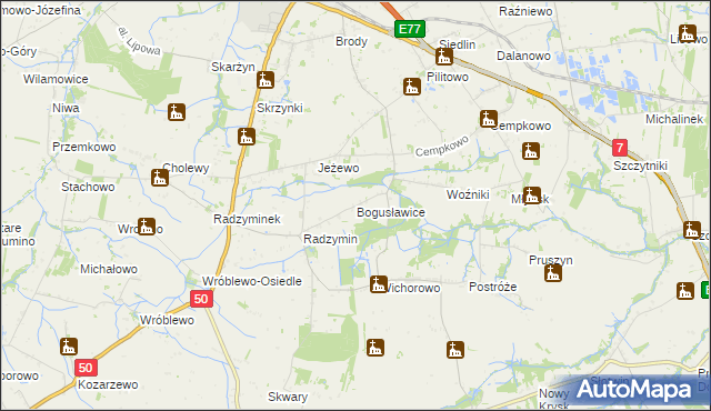 mapa Bogusławice gmina Płońsk, Bogusławice gmina Płońsk na mapie Targeo